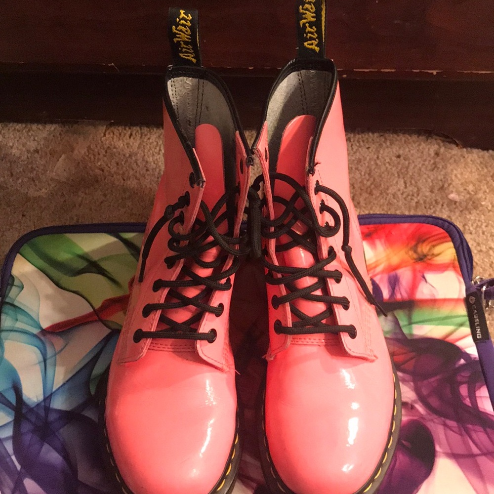 Pink Dr.Martens Combat Boots